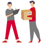 TRAX scheme original_Man delivers a box_red